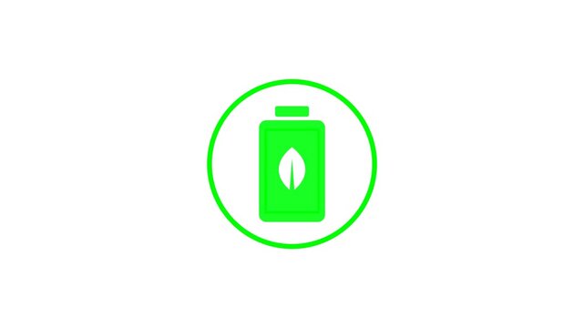 Green Eco Energy Battery Charging Concept Loop Motion Graphic Animation