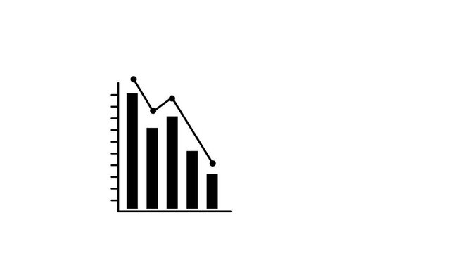 Stock chart declining over time showing financial loss in three stages video decline