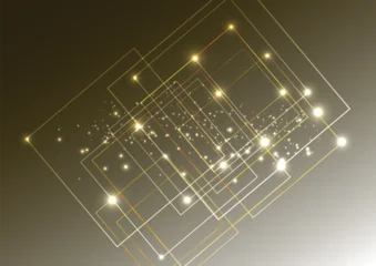Abstract Gold Glowing Lines and Sparks Vector Background. Luxury Geometric Pattern Illustration. © mrspopman