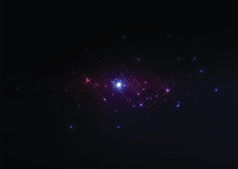 Fototapeta premium Futuristic cyber space background featuring dynamic neon light streaks and abstract glowing lines for creative digital projects.