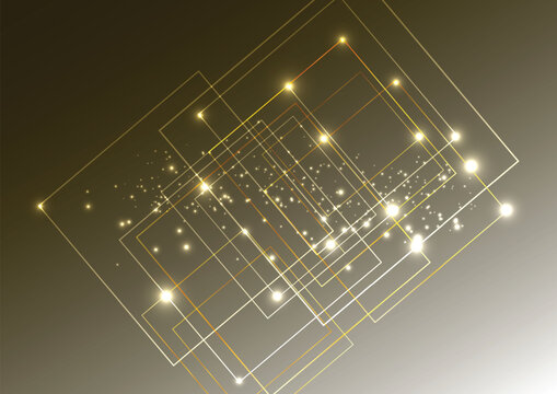 Abstract Gold Glowing Lines and Sparks Vector Background. Luxury Geometric Pattern Illustration.