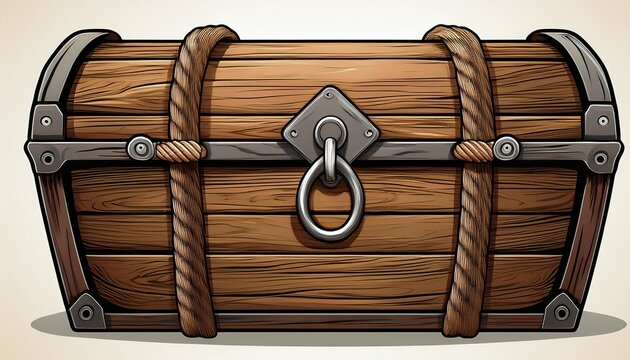 rustic wooden box with rope handles and metal accents