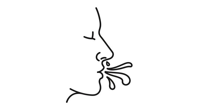 Ephemeral Burst: A Line Art Profile of Exhalation