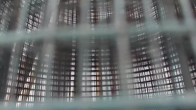 Abstract Metallic Grid Texture Featuring Interlocking Geometric Pattern and Industrial Steel Mesh Layers for Architectural Backdrop
