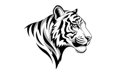 Obraz premium A stylized illustration of a wild cat head in profile view