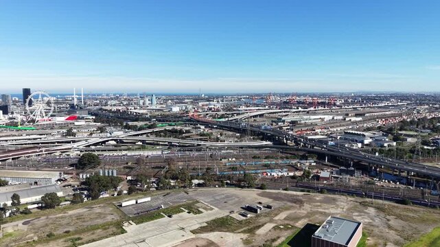 Aerial view of Melbourne industrial port area