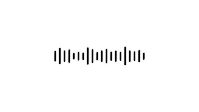 Sound wave animation isolated on black background. Audio waveform with frequency animated lines. Abstract sound wave background. Motion graphics of Digital interface