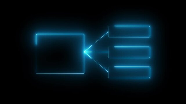Glowing Neon Flowchart Representing Futuristic Digital Data Algorithm and Hierarchical Workflow Connectivity in a Cyberpunk Technological Infographic Concept Background