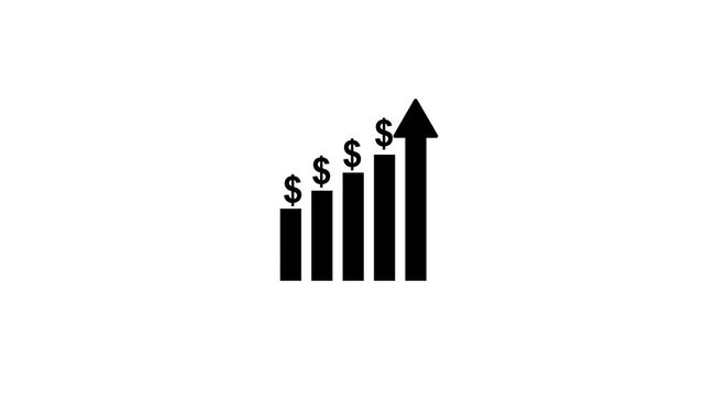 Financial growth chart with dollar signs increasing over time white background progress development