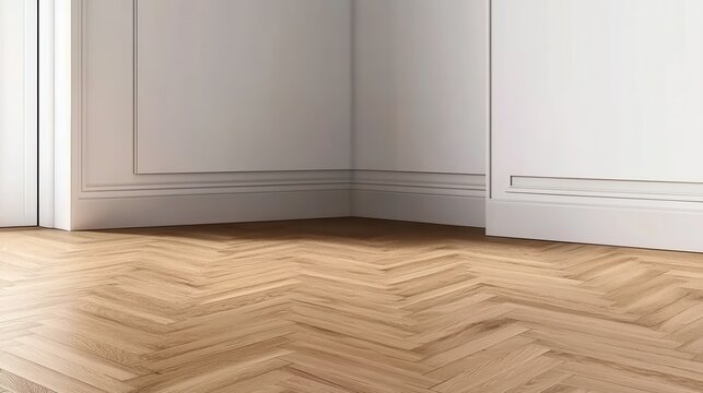 Empty room with wooden floor and white walls.