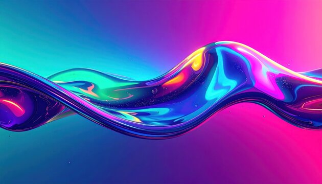 Abstract colorful fluid liquid wave with iridescent neon colors
