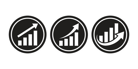 Obraz premium Three business growth trend icons with arrows. EPS 10.