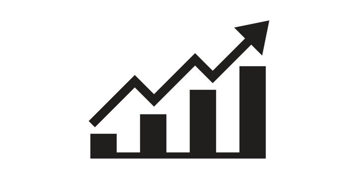 Upward growth bar and arrow chart icon, EPS 10.