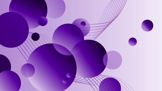 Abstract background with overlapping colorful gradient spheres and thin wavy lines animation