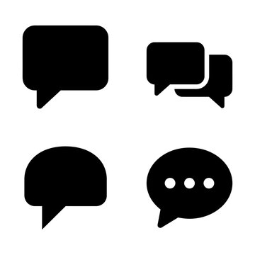 Set of Four Speech Bubble Icons for Communication and Messaging.