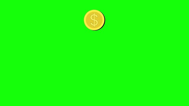 Colorful Coins Falling on Bright Green Background for Financial and Gaming Themes.
