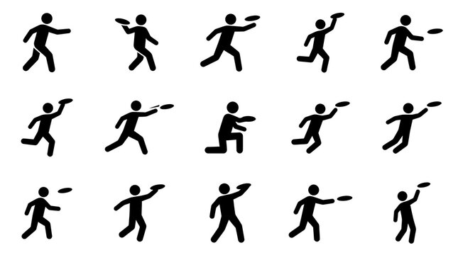 Disc golf and frisbee throwing athlete silhouettes.