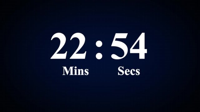 Digital countdown timer from 25 to 0 seconds. countdown timer 4k video animation with alpha channel