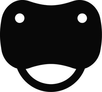 Minimalist baby pacifier icon, black dummy silhouette, infant soother vector