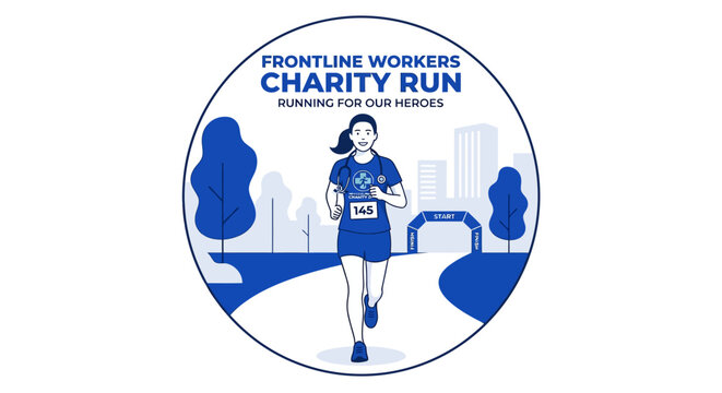 Frontline Workers Charity Run Illustration Running For Our Heroes