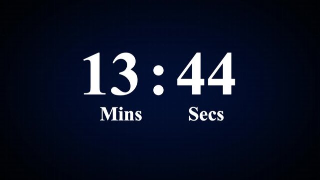 Digital countdown timer from 15 to 0 seconds. countdown timer 4k video animation with alpha channel
