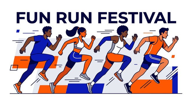 Fun Run Festival Diverse Athletes Competing In Energetic Race Event