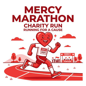 Heart Character Running Charity Marathon For A Cause Joyful Movement