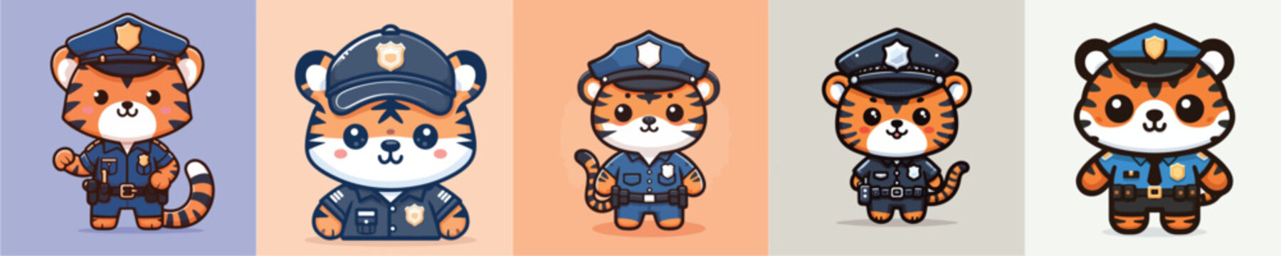 Cute vector of a cat in a police costume