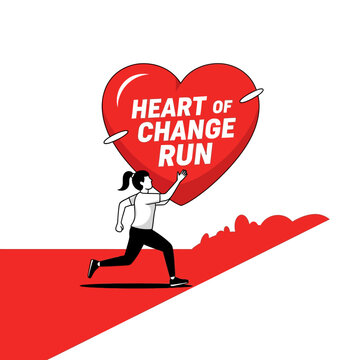 Heart Of Change Run Illustration Concept Supporting Charity