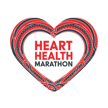 Heart Health Marathon Logo Symbolizing Wellness And Active Lifestyle