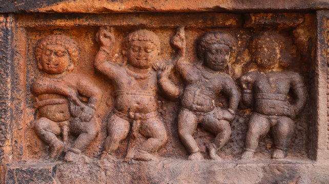 Intricate Chalukya Stone Carvings at Badami Caves, Karnataka, India.