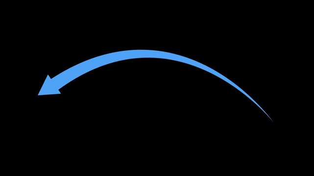 Curved arrow pointing left simple direction symbol for navigation movement and guidance animation