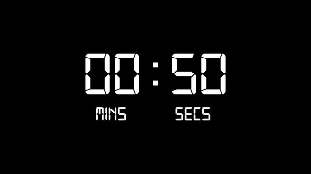 Minimal countdown timer animation from 55 to 0 seconds. 60 seconds countdown, Modern flat design with animation. High quality 4K video.