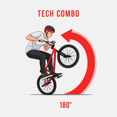 Fototapeta premium Extreme Bmx Rider Performing A 180 Degree Trick In Mid Air