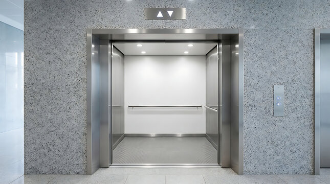 Modern Elevator Interior With Open Doors and Sleek Design