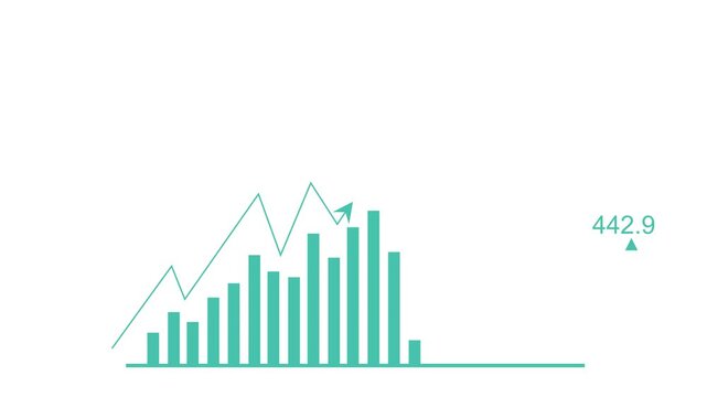 Ascending bar chart with trendline animation, Minimalist bar chart with ascending bars and a jagged line