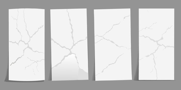 Cracked paper sequence a series of deteriorating white surfaces