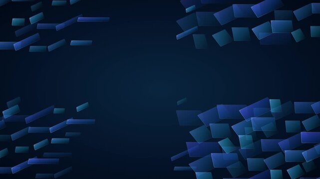 Abstract Rectangular Shapes Moving Across A Dark Blue Background In A Seamless Loop Animation