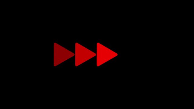 Play button progresses across screen in dark background footage