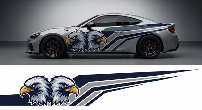 Eagle head car side decal vinyl wrap design.