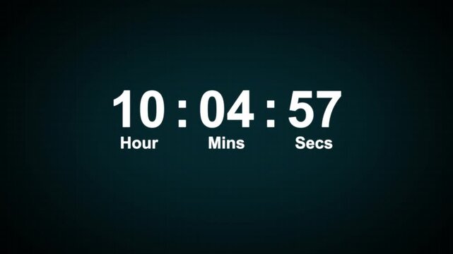 11 hour countdown timer animation. Digital timer countdown animation 4k video with alpha channel