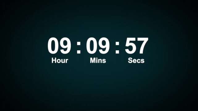 10 hour countdown timer animation. Digital timer countdown animation 4k video with alpha channel