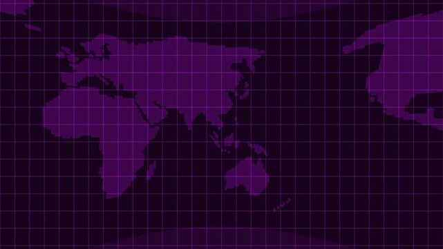 Stylized world map on grid background animation