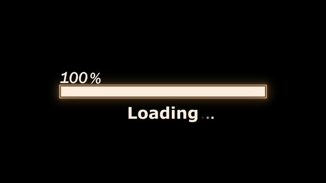Minimalist loading bar percent and loading text progress waiting and digital update status animation