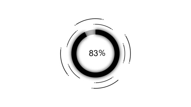 Glowing circular progress indicator showing percentage modern loading interface design animation