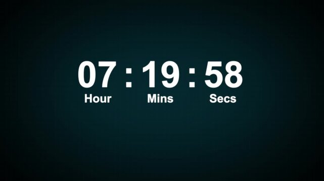 8 hour countdown timer animation. Digital timer countdown animation 4k video with alpha channel