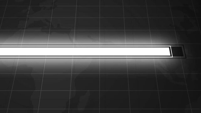 Dark progress bar on a grid background with a glowing animation, Minimal loading update or search concept animated