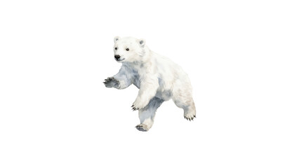 Cute Polar Bear Cub Watercolor Illustration Isolated on White Background for Arctic Wildlife Design © Hxn_Tariq
