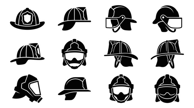 Firefighter helmets and protective gear.