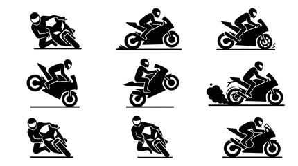 Obraz premium Motorcycles in various racing positions.